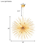 Gold Metal Starburst Chandelier Pendant Light - 20.5/23/25 Dia Modern Led Hanging Ceiling