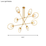 Gold Metal Suspension Chandelier For Villa - Simple Stacked Design With Multi-Head And Ring