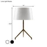 Gold Metal Tripod Nightstand Lamp With Barrel Shade For Bedroom Simple & Elegant Design