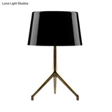 Gold Metal Tripod Nightstand Lamp With Barrel Shade For Bedroom Simple & Elegant Design