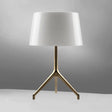 Gold Metal Tripod Nightstand Lamp With Barrel Shade For Bedroom Simple & Elegant Design White