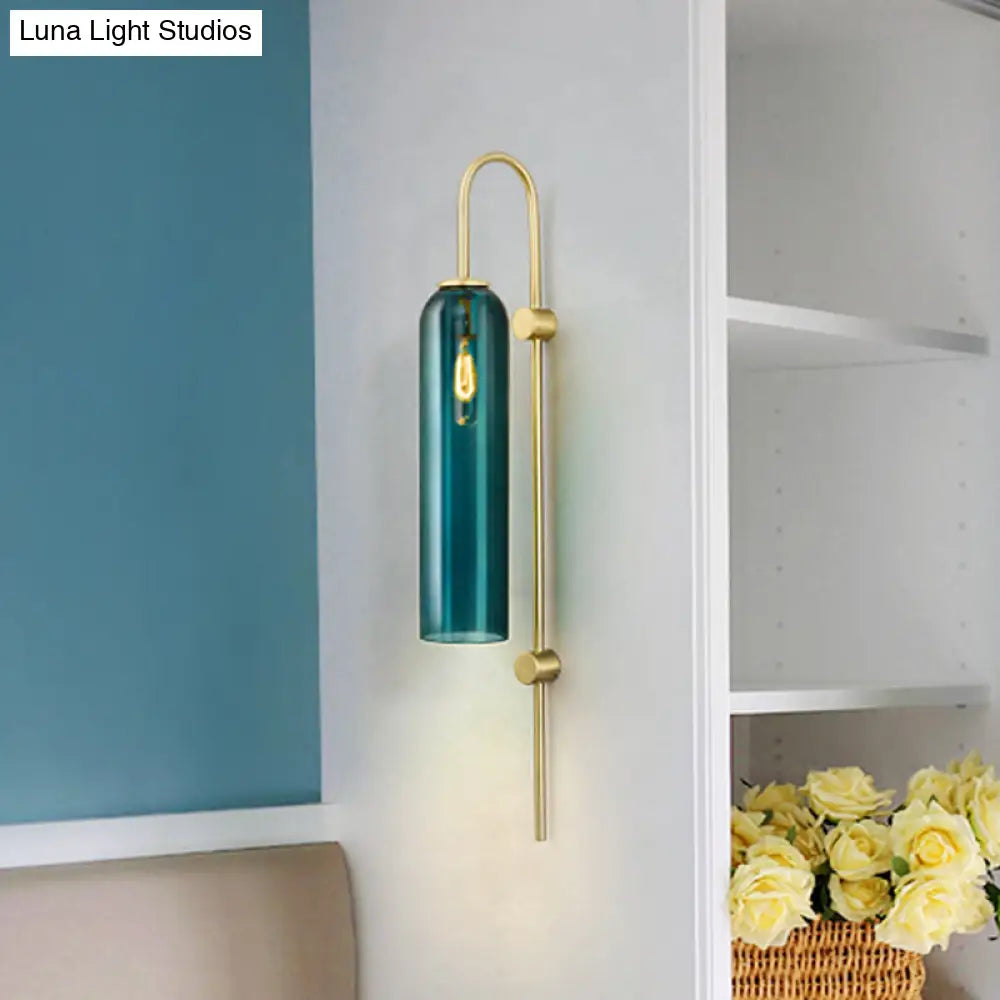 Gold Metal Wall Lamp With Postmodern Design And 1 Light For Living Rooms
