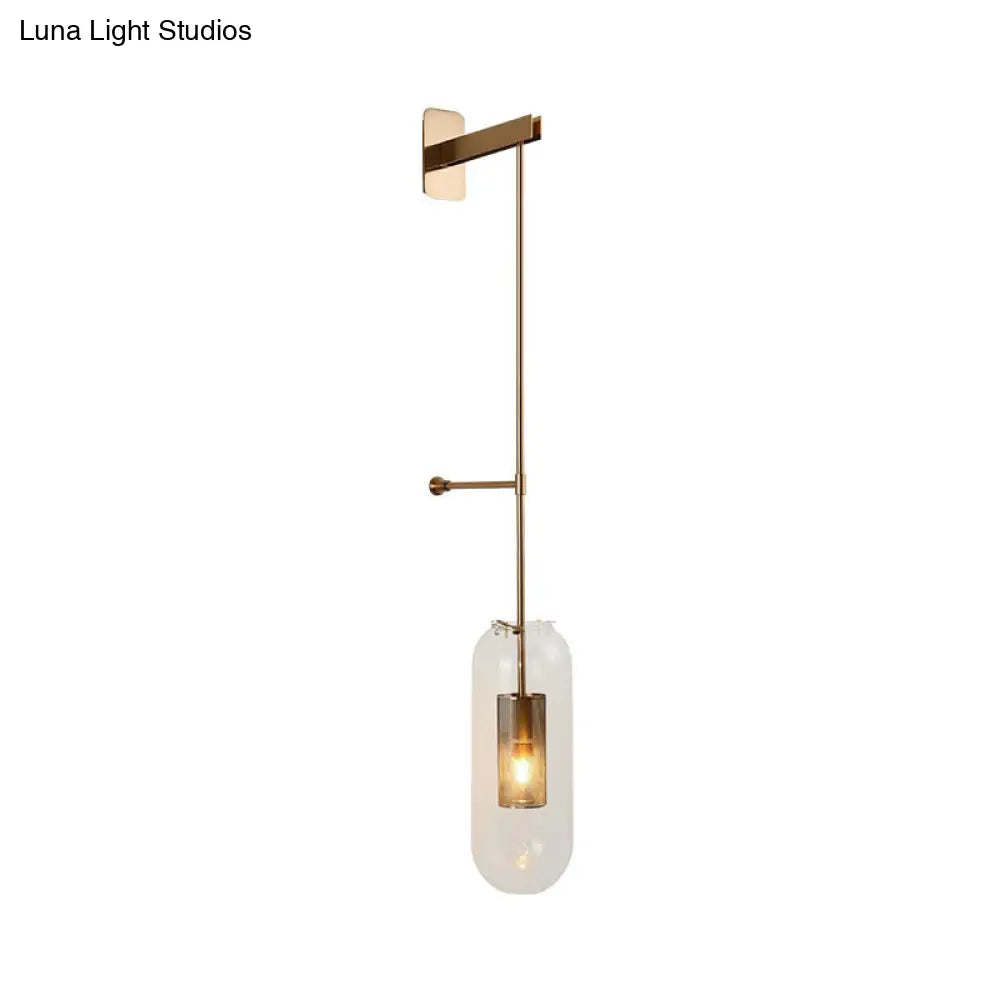 Gold Metal Wall Lamp With Postmodern Design And 1 Light For Living Rooms