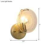 Gold Metal Wall Sconce With Clear Glass Shade - Postmodern 1-Light Fixture