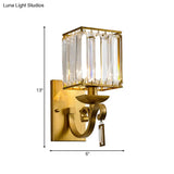 Gold Metal Wall Sconce With Ribbed Glass Shade - Traditional Design 1 Bulb Fixture