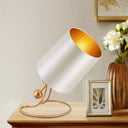 Gold Metallic Barrel Task Lamp - Contemporary Bedside Desk Lighting With 1 Light