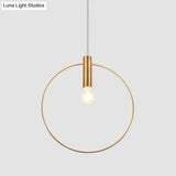 Gold Metallic Bedroom Suspension Lamp With Simple Tube Down Lighting