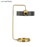 Gold Metallic Desk Lamp: Round Modern 1-Bulb Table Light With Hollow Out Design