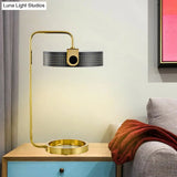 Gold Metallic Desk Lamp: Round Modern 1-Bulb Table Light With Hollow Out Design