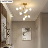 Gold Metallic Led Tree Branch Chandelier Light With Postmodern Shade