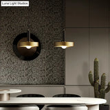 Gold Metallic Lid Shaped Pendant Light Fixture For Dining Room - Post-Modern Suspension Lighting