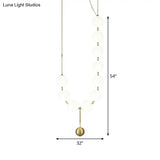 Gold Milk Glass Chandelier With Necklace-Shaped Dining Table Design - 10 Lights Simple Hanging Light