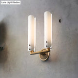 Gold Milk Glass Curved Wall Sconce: Colonial 1/2-Light Bedroom Fixture