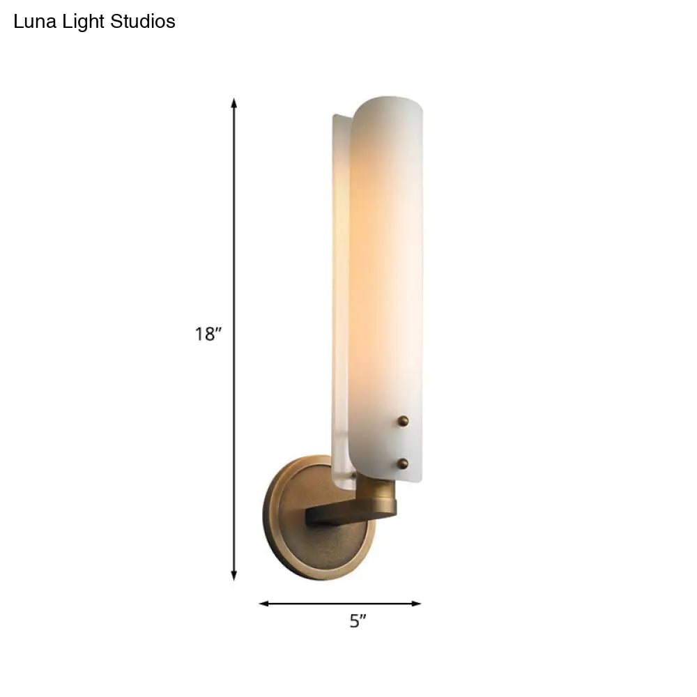 Gold Milk Glass Curved Wall Sconce: Colonial 1/2-Light Bedroom Fixture