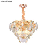 Gold Modern Crystal Pendant Lamp - 14-Light Multi-Layer Ceiling Light For Living Room
