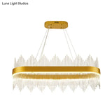 Gold Modern Geometric Crystal Led Chandelier For Dining Room Pendant Lighting
