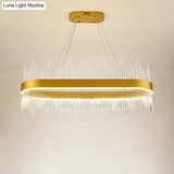 Gold Modern Geometric Crystal Led Chandelier For Dining Room Pendant Lighting