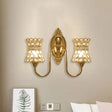 Gold Modern Metal Wall Sconce With Crystal Swirl Design And Dual Lighting