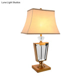 Gold Modernist Desk Lamp With Bell Fabric Shade - Perfect For Dining Room Or Small Tables