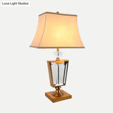 Gold Modernist Desk Lamp With Bell Fabric Shade - Perfect For Dining Room Or Small Tables
