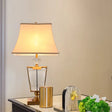 Gold Modernist Desk Lamp With Bell Fabric Shade - Perfect For Dining Room Or Small Tables