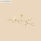 Gold Molecule Chandelier - Postmodern Metal Pendant With Clear Glass Shade 5/7-Light Ceiling Fixture