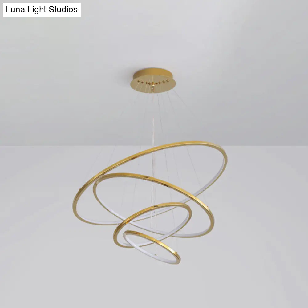 Gold Multi -Tire Chandelier Lamp Simplicity Stainless Steel Led Circle Ceiling Pendant Lighting