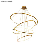 Gold Multi -Tire Chandelier Lamp Simplicity Stainless Steel Led Circle Ceiling Pendant Lighting