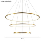 Gold Multi -Tire Chandelier Lamp Simplicity Stainless Steel Led Circle Ceiling Pendant Lighting