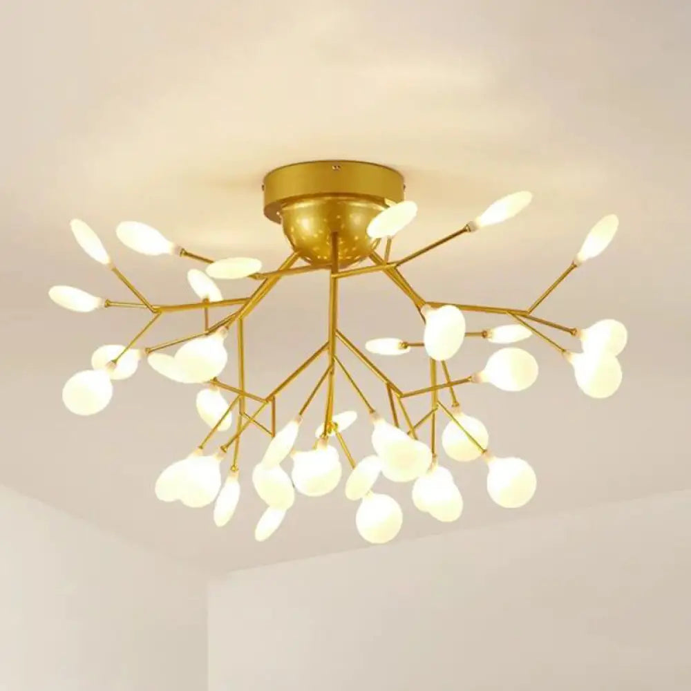 Gold Nordic Firefly Led Flush Mount Chandelier For Dining Room 36 / A