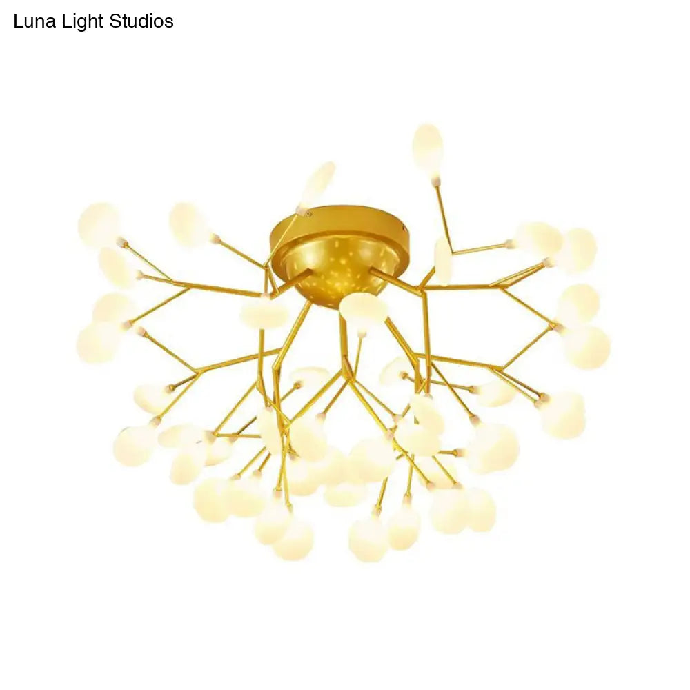 Gold Nordic Firefly Led Flush Mount Chandelier For Dining Room