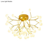 Gold Nordic Firefly Led Flush Mount Chandelier For Dining Room