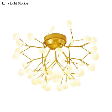 Gold Nordic Firefly Led Flush Mount Chandelier For Dining Room