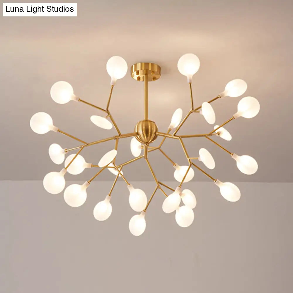 Gold Nordic Led Chandelier Pendant Light For Bedroom - Branched Firefly Design