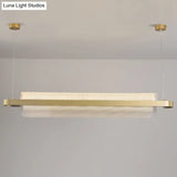 Gold Nordic Linear Island Lamp: Acrylic Led Pendant Light For Dining Room