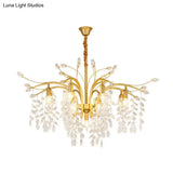 Gold Nordic Starburst Crystal Chandelier Pendant Light With 9 Bulbs