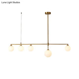 Gold Opaline Glass Pendant Light For Dining Room | Simplicity Ball Island Fixture