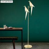 Gold Origami Bird Floor Lamp - Elegant Acrylic Living Room Lighting