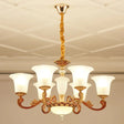 Gold Pendant Chandelier With Frosted Glass For Modern Bedroom Lighting 6 /