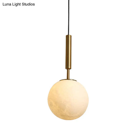 Gold Pendant Light With Opal Frosted Glass For Bedroom - Orb Led Hanging Fixture