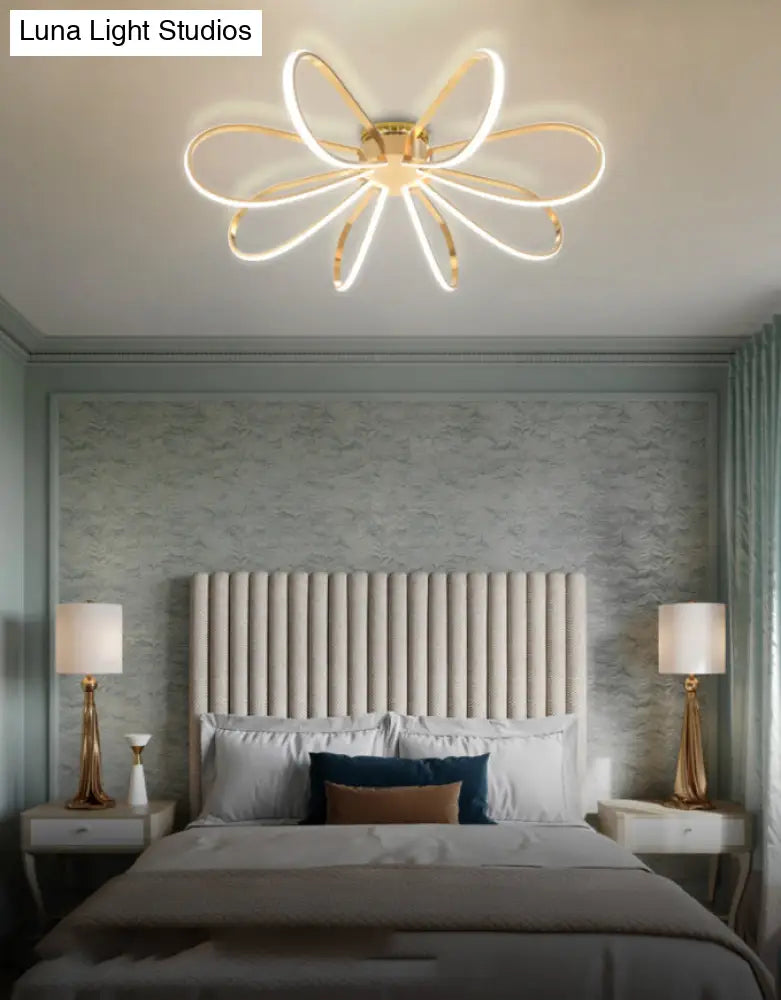 Gold Petal Acrylic Flush Mount Ceiling Light - Modern Led Fixture