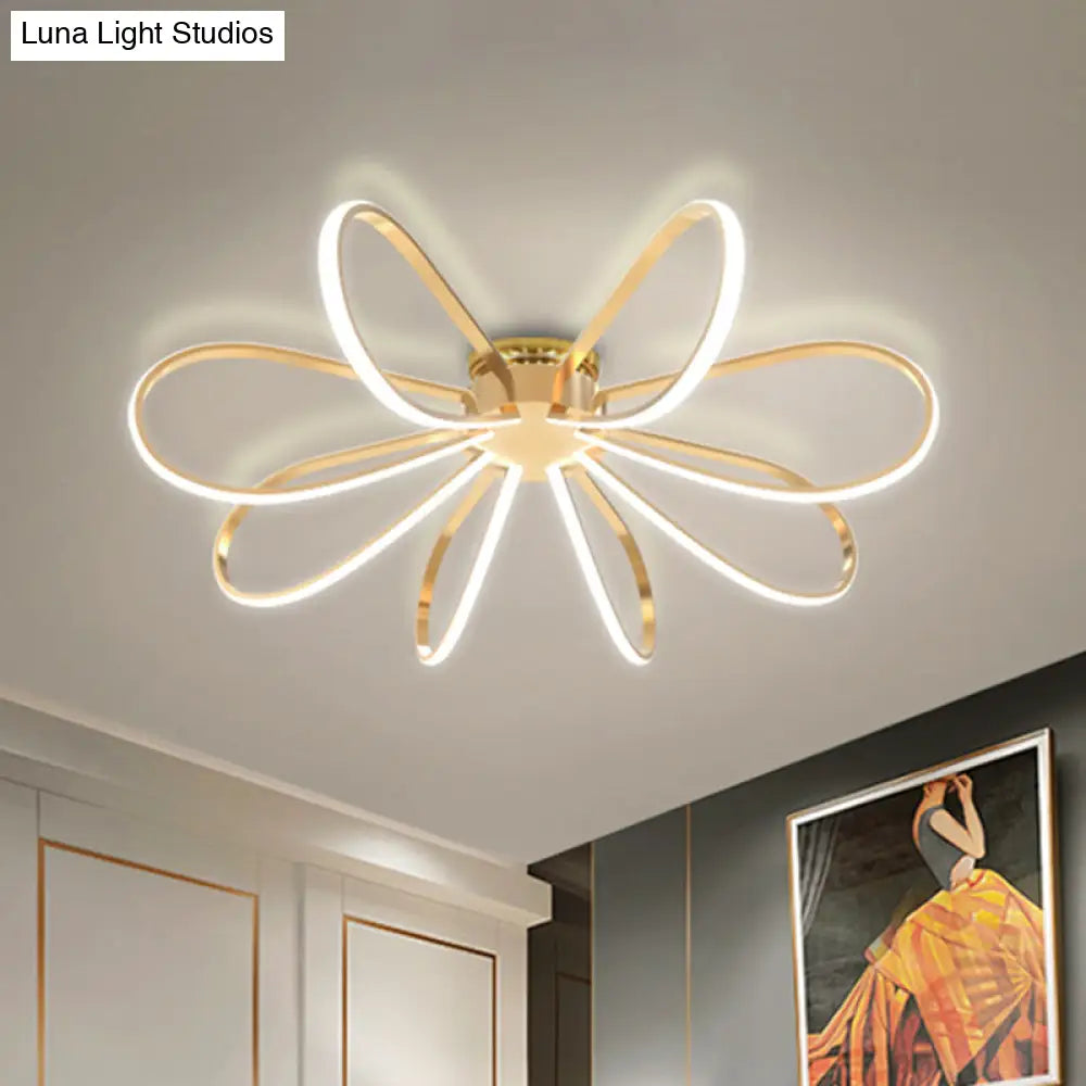 Gold Petal Acrylic Flush Mount Ceiling Light - Modern Led Fixture