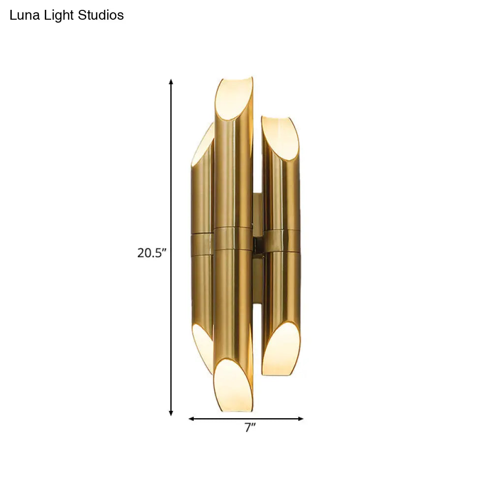 Gold Pipe Sconce Led Wall Lamp With Warm/White Light For Hallway