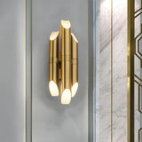 Gold Pipe Sconce Led Wall Lamp With Warm/White Light For Hallway / White