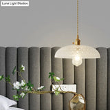 Gold Post-Modern Pendant Hanging Lamp Kit With 1 Head Floral/Bowl/Cone Design And Frosted/Clear