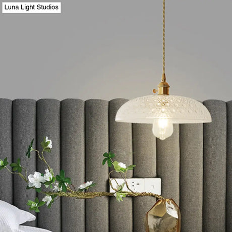 Gold Post-Modern Pendant Hanging Lamp Kit With 1 Head Floral/Bowl/Cone Design And Frosted/Clear