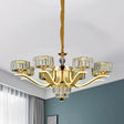 Gold Postmodern Suspension Lamp With 8 Crystal Chandelier Lights For Living Room