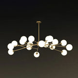 Gold Postmodern Tree Branch Chandelier With Milk Ball Glass - Hanging Light For Living Room 18 /