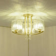Gold Prismatic Crystal Semi Flush Light For Living Room - Minimalistic Circular Ceiling Mount 3 /
