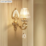 Gold Prismatic Crystal Wall Sconce - Contemporary Bedroom Lighting